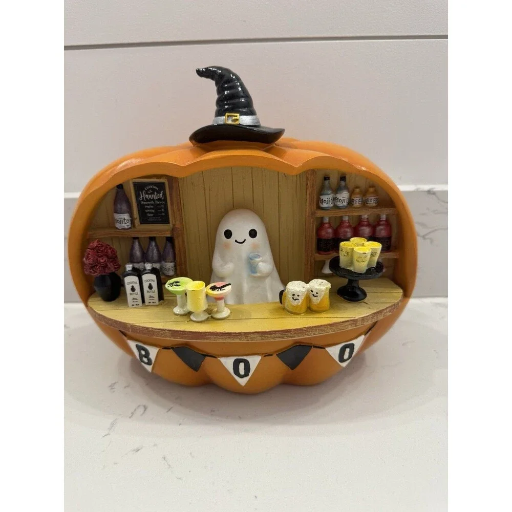 Ghost Boo Bar in Pumpkin Drink Drinks Cocktails Halloween Witch Hat Viral NEW